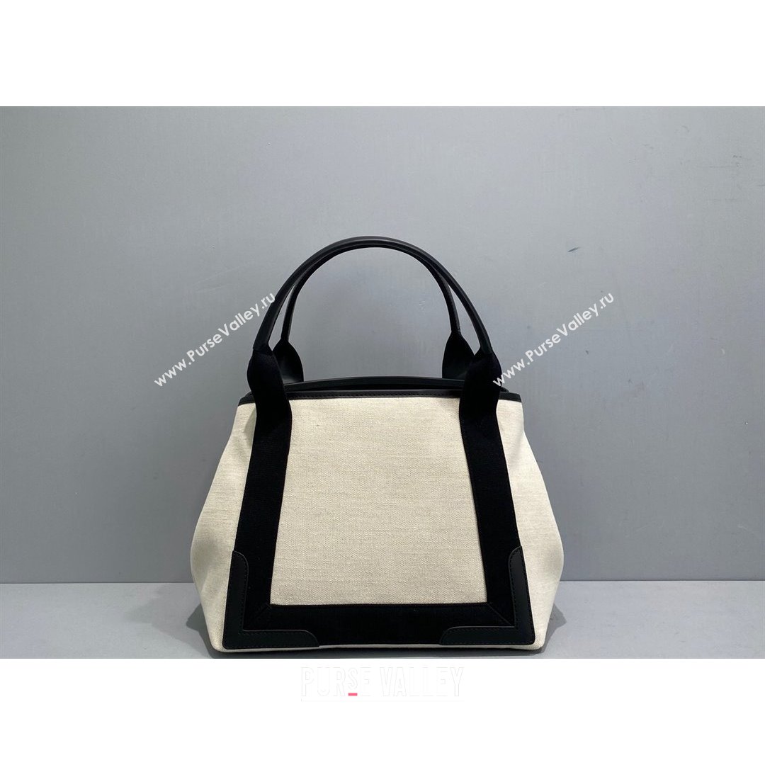 Balenciaga Navy Cabas Small in Cotton Canvas Beige/Black 2021 (ningm-21091520)