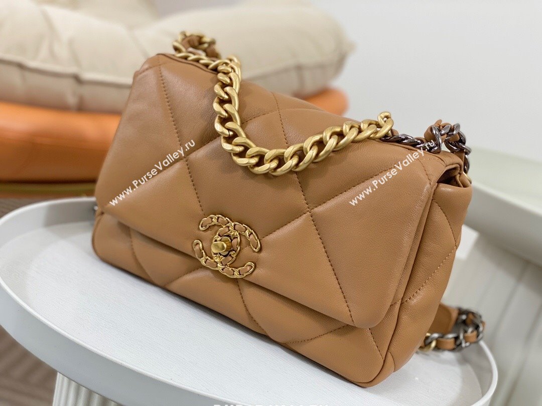 Chanel 19 Goatskin Small Flap Bag AS1160 Caramel 2023 TOP (SM-23102338)