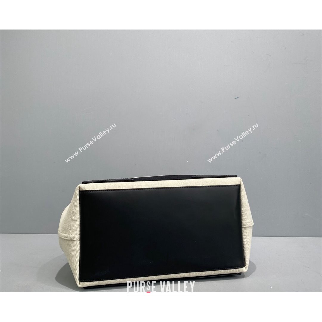 Balenciaga Navy Cabas Small in Cotton Canvas Beige/Black 2021 (ningm-21091520)