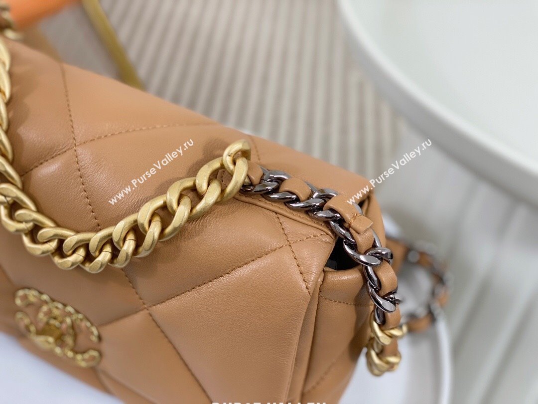 Chanel 19 Goatskin Small Flap Bag AS1160 Caramel 2023 TOP (SM-23102338)