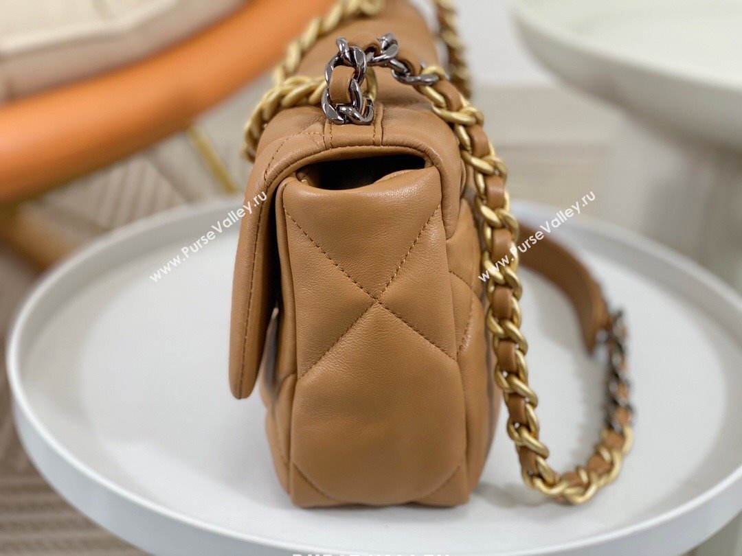 Chanel 19 Goatskin Small Flap Bag AS1160 Caramel 2023 TOP (SM-23102338)