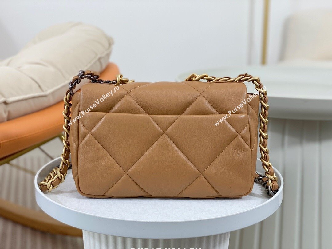 Chanel 19 Goatskin Small Flap Bag AS1160 Caramel 2023 TOP (SM-23102338)