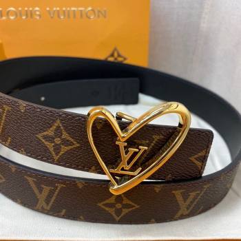 Louis Vuitton Monogram Canvas Belt 30mm with LV Heart Buckle Black/Gold 2021 (99-21082347)