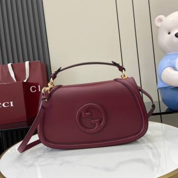 Gucci Blondie Medium Top Handle Bag 815716 Burgundy Smooth Leather 2024 (XLU-24112515)