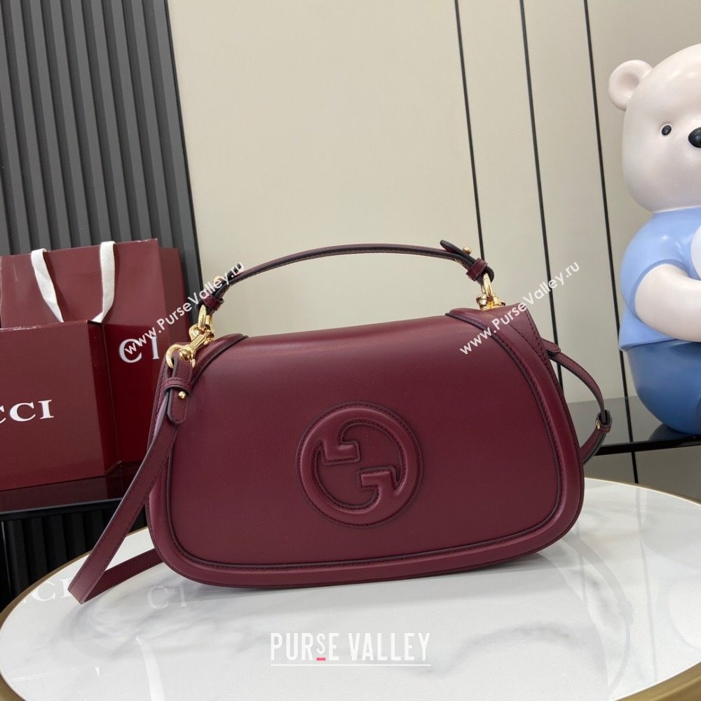 Gucci Blondie Medium Top Handle Bag 815716 Burgundy Smooth Leather 2024 (XLU-24112515)