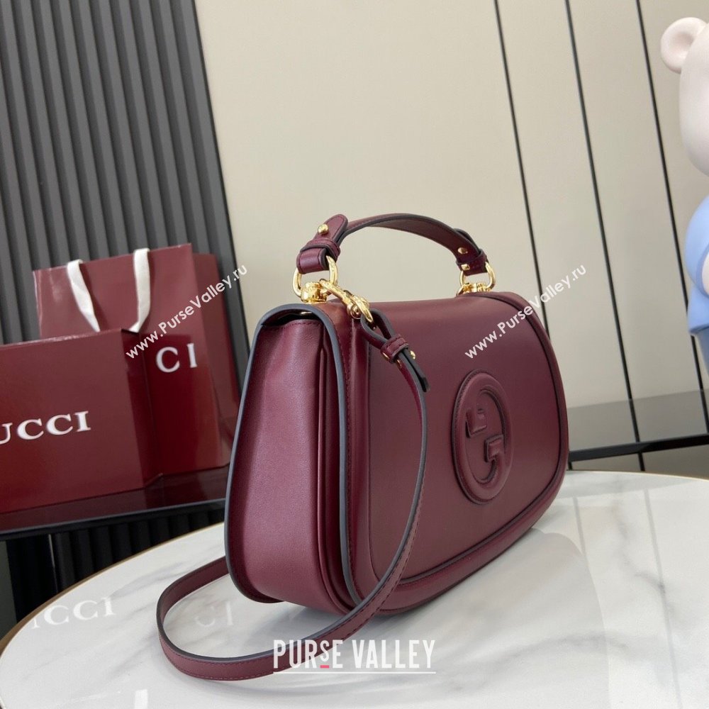 Gucci Blondie Medium Top Handle Bag 815716 Burgundy Smooth Leather 2024 (XLU-24112515)