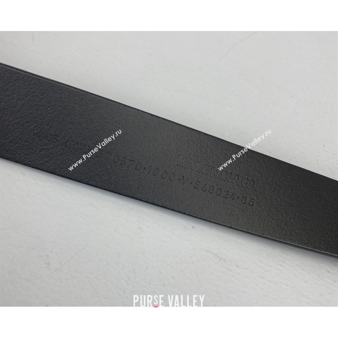 Balenciaga Calfskin BB Large Belt with Logo Buckle Black/Silver 2021 (ningm-21091522)