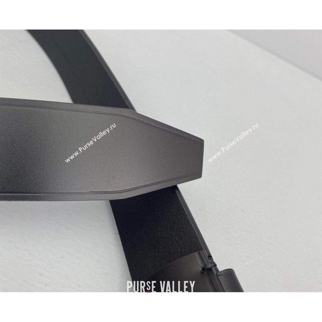 Balenciaga Calfskin BB Large Belt with Logo Buckle Black/Silver 2021 (ningm-21091522)