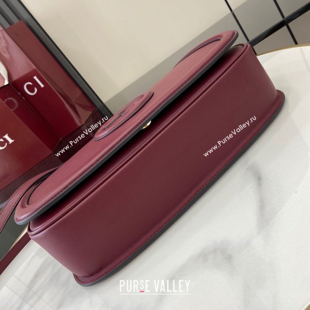 Gucci Blondie Medium Top Handle Bag 815716 Burgundy Smooth Leather 2024 (XLU-24112515)