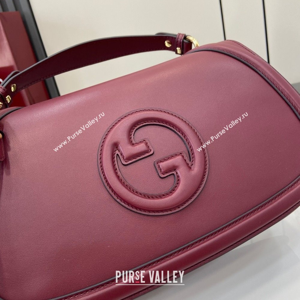 Gucci Blondie Medium Top Handle Bag 815716 Burgundy Smooth Leather 2024 (XLU-24112515)