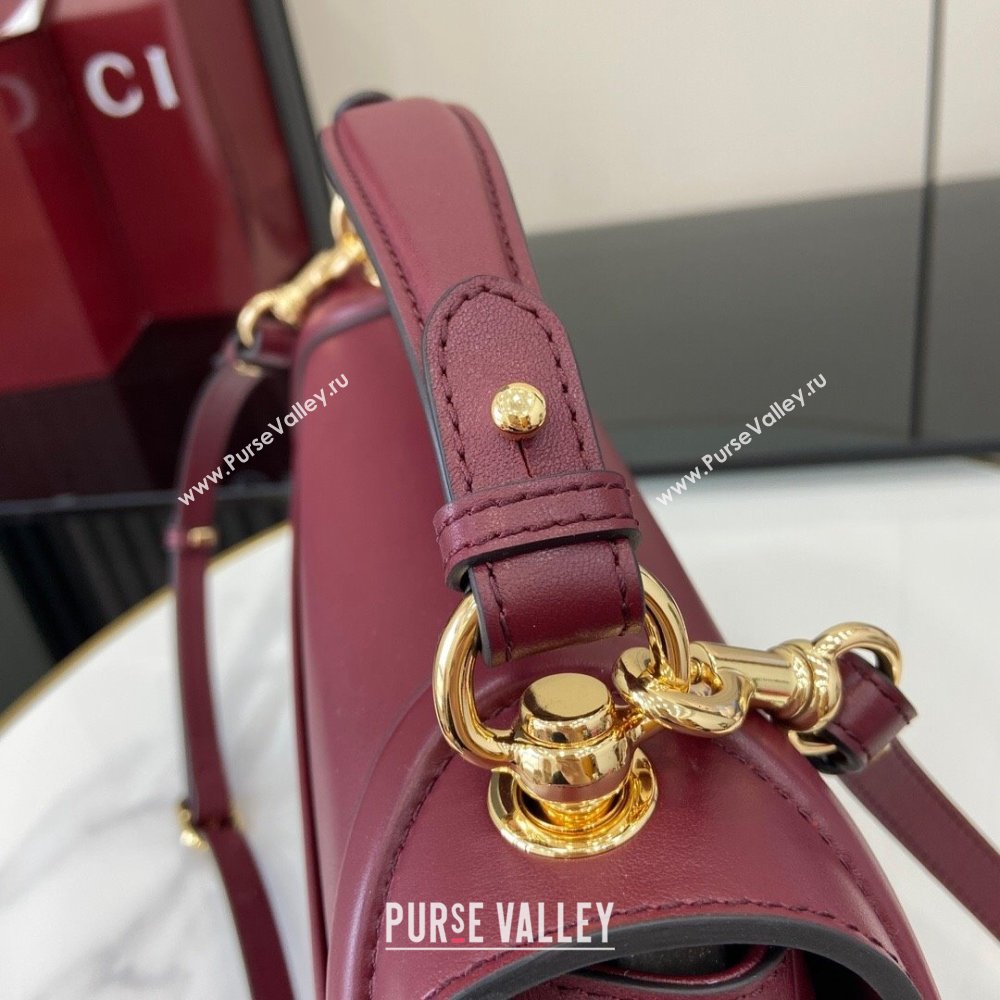 Gucci Blondie Medium Top Handle Bag 815716 Burgundy Smooth Leather 2024 (XLU-24112515)