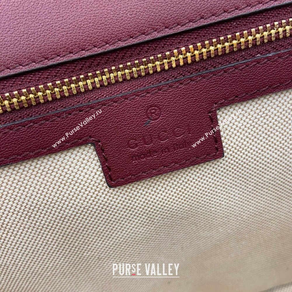 Gucci Blondie Medium Top Handle Bag 815716 Burgundy Smooth Leather 2024 (XLU-24112515)