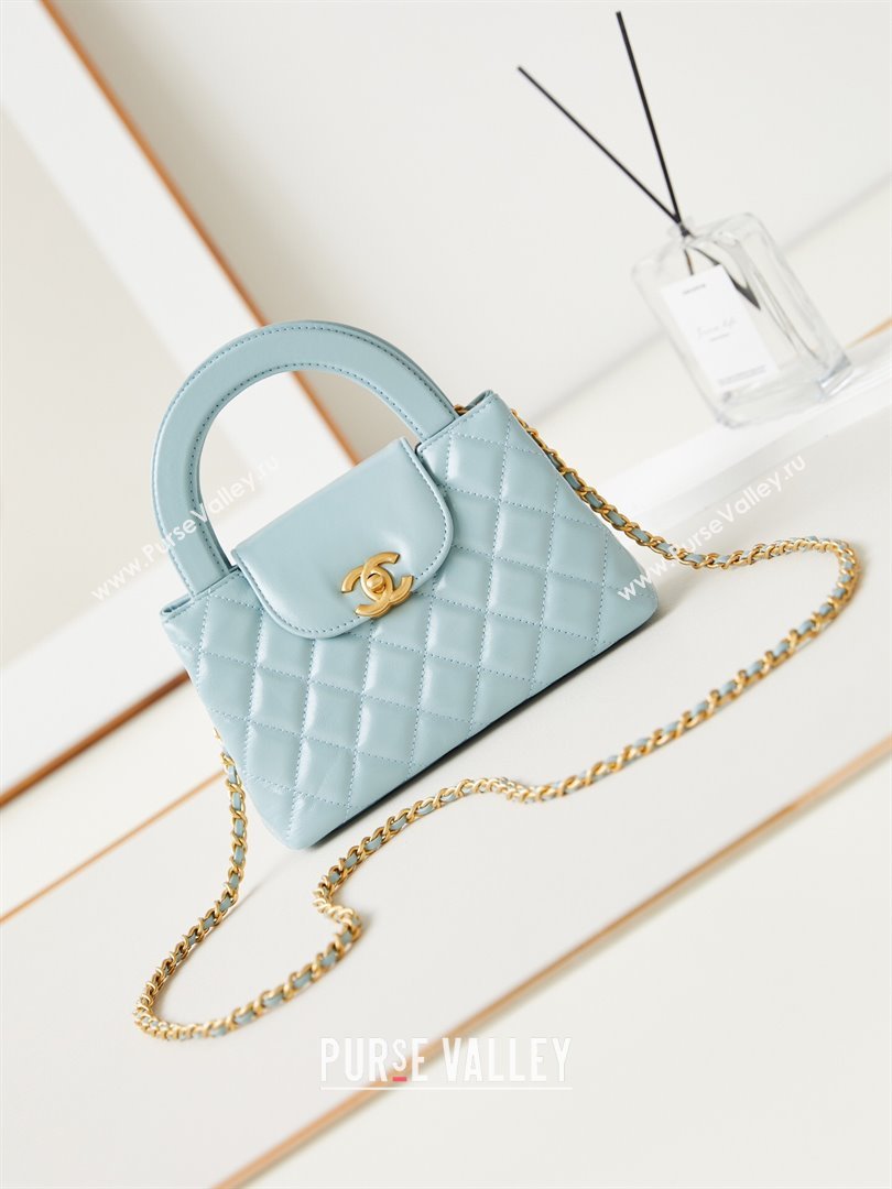 Chanel Mini Shopping Bag in Shiny Calfskin AS4416 Light Blue 2024 (AFEI-24062427)