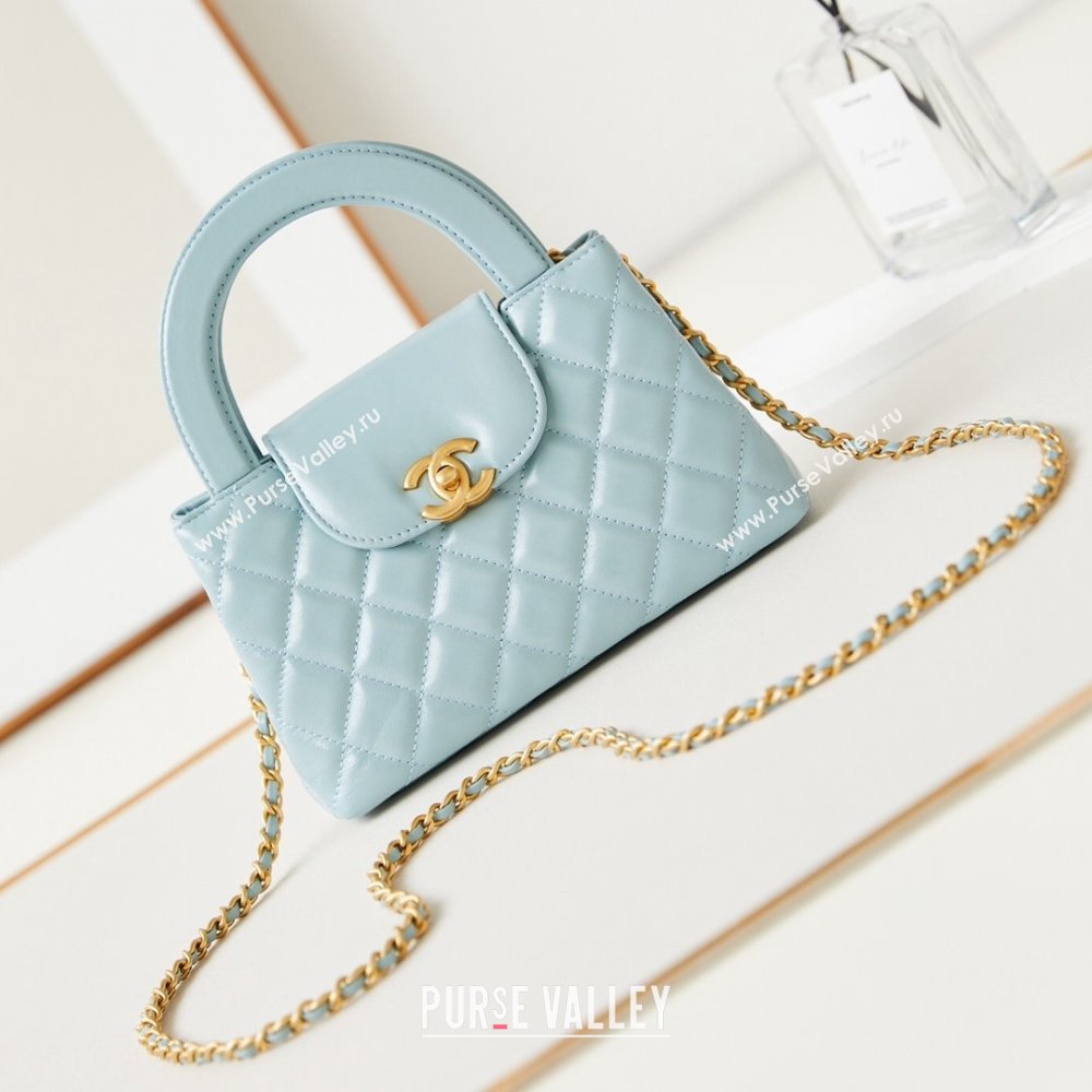 Chanel Mini Shopping Bag in Shiny Calfskin AS4416 Light Blue 2024 (AFEI-24062427)