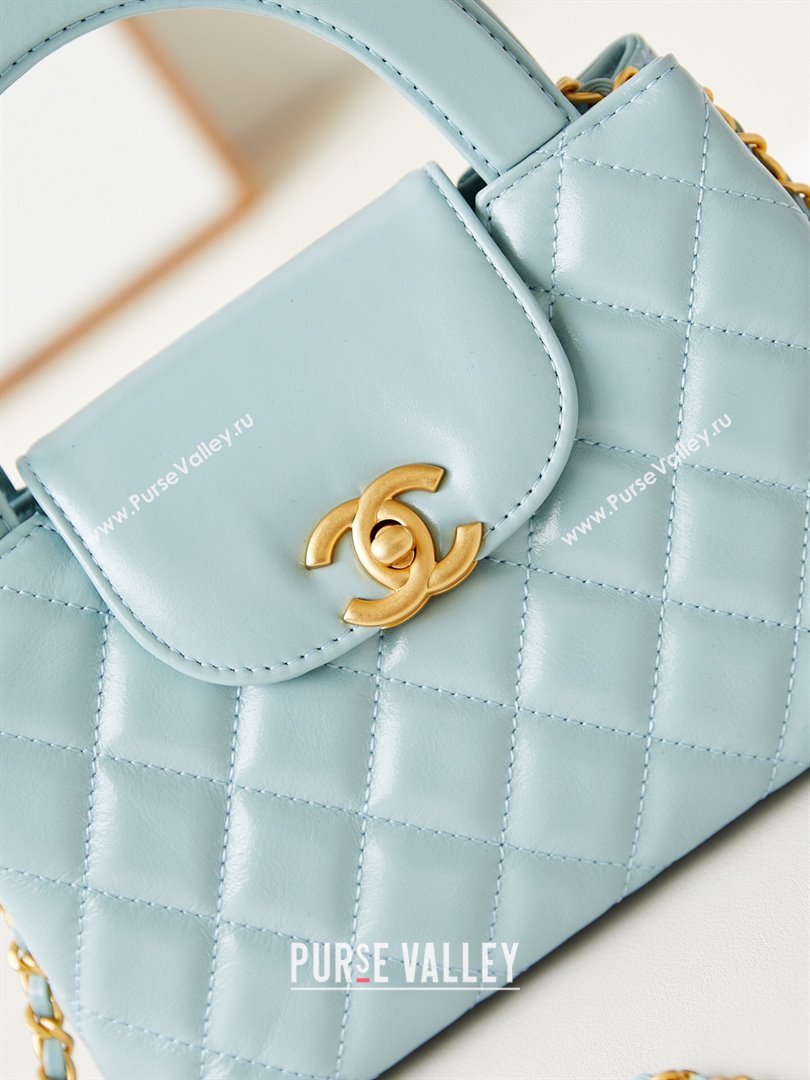 Chanel Mini Shopping Bag in Shiny Calfskin AS4416 Light Blue 2024 (AFEI-24062427)