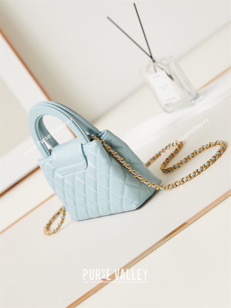 Chanel Mini Shopping Bag in Shiny Calfskin AS4416 Light Blue 2024 (AFEI-24062427)