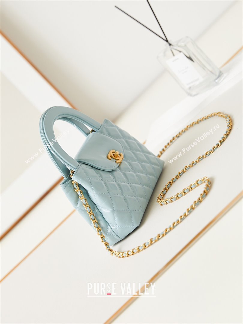 Chanel Mini Shopping Bag in Shiny Calfskin AS4416 Light Blue 2024 (AFEI-24062427)