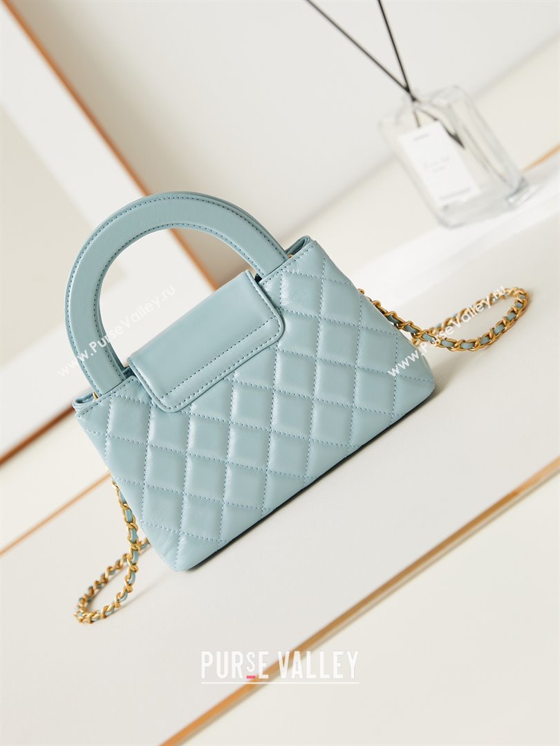 Chanel Mini Shopping Bag in Shiny Calfskin AS4416 Light Blue 2024 (AFEI-24062427)