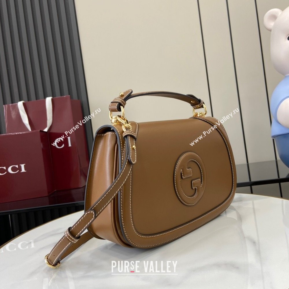 Gucci Blondie Medium Top Handle Bag 815716 Brown Smooth Leather 2024 (XLU-24112516)