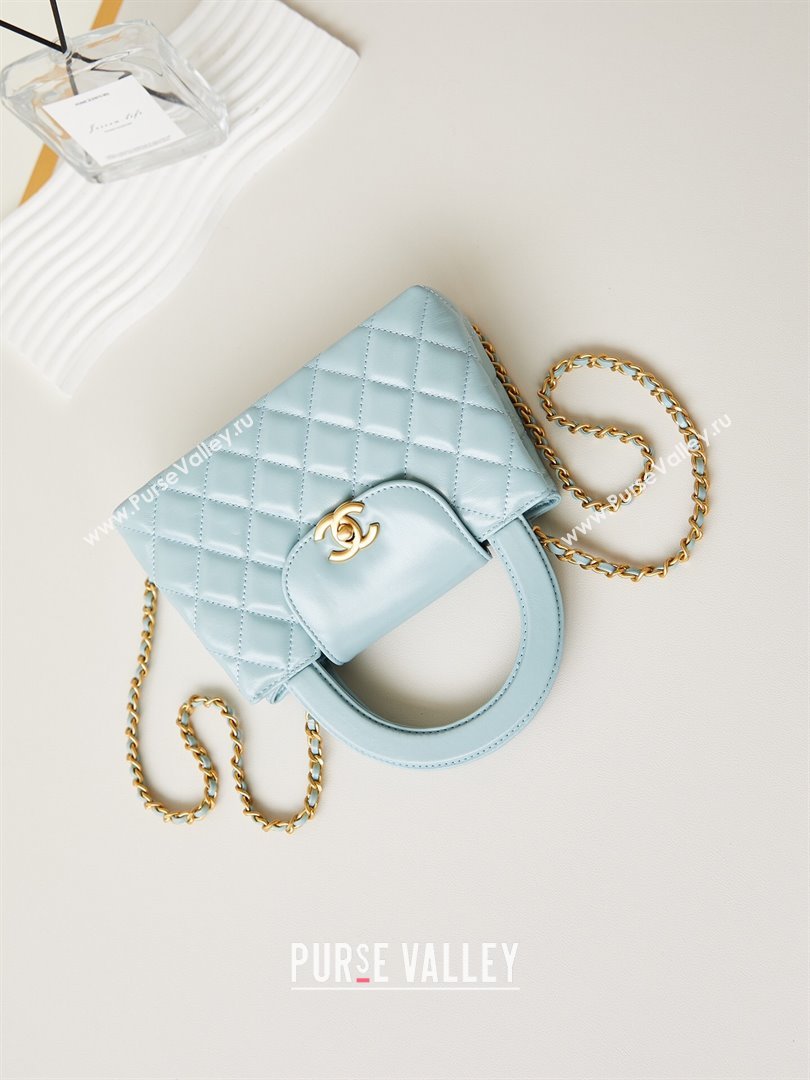 Chanel Mini Shopping Bag in Shiny Calfskin AS4416 Light Blue 2024 (AFEI-24062427)