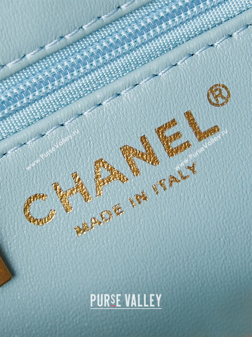 Chanel Mini Shopping Bag in Shiny Calfskin AS4416 Light Blue 2024 (AFEI-24062427)