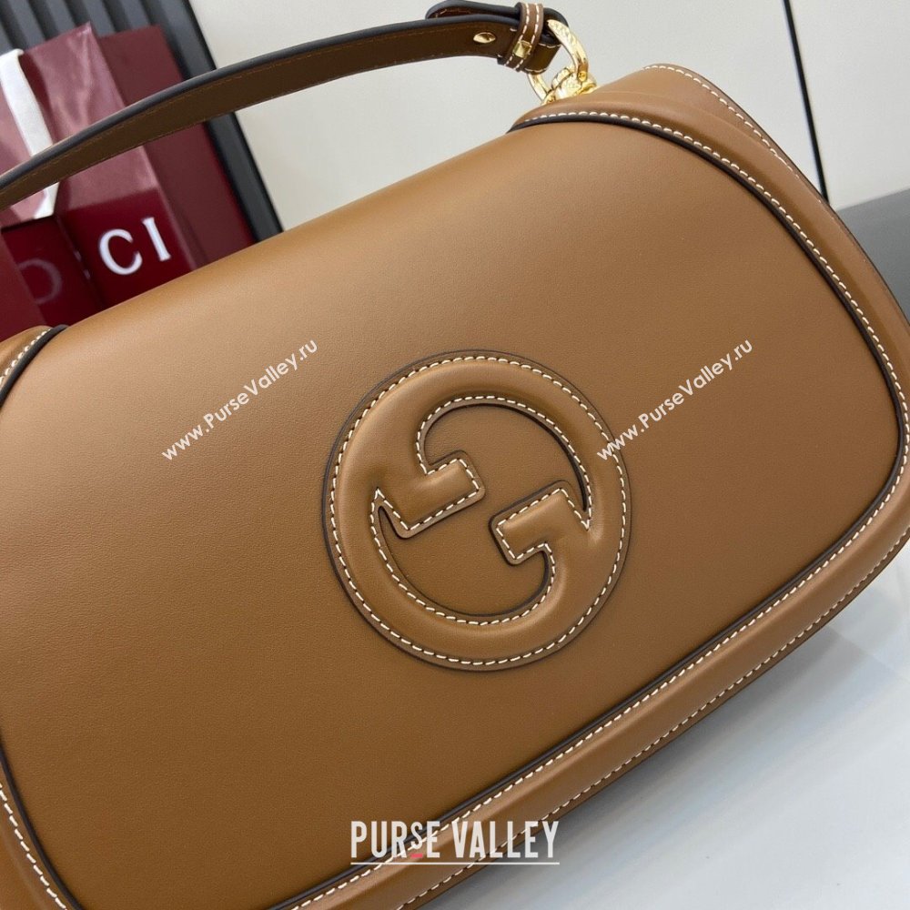 Gucci Blondie Medium Top Handle Bag 815716 Brown Smooth Leather 2024 (XLU-24112516)