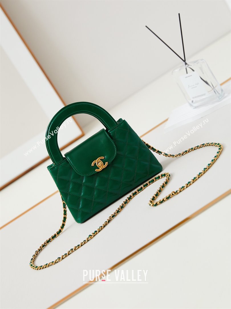 Chanel Mini Shopping Bag in Shiny Calfskin AS4416 Green 2024 (AFEI-24062428)