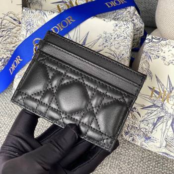 Dior Lady Dior Card Holder in Supple Cannage Lambskin Black 2024 (DMZ-2411103)