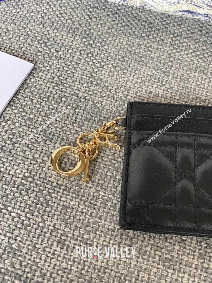 Dior Lady Dior Card Holder in Supple Cannage Lambskin Black 2024 (DMZ-2411103)