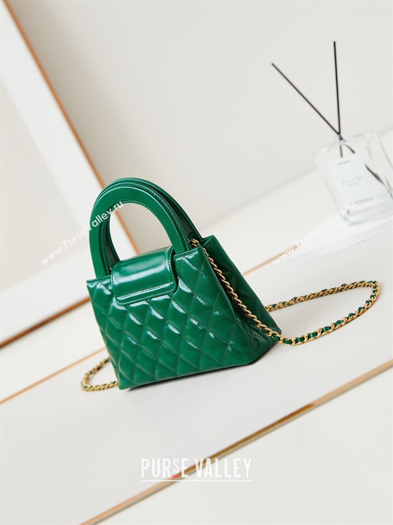 Chanel Mini Shopping Bag in Shiny Calfskin AS4416 Green 2024 (AFEI-24062428)