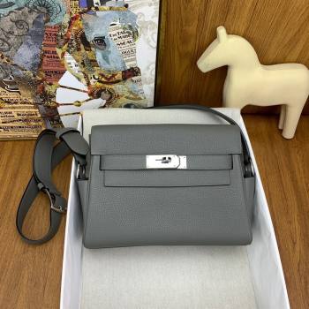 Hermes Kelly Messenger Bag in Original Evercolor Leather Could Grey/Silver 2024(Full Handmade) (XY-241030020)