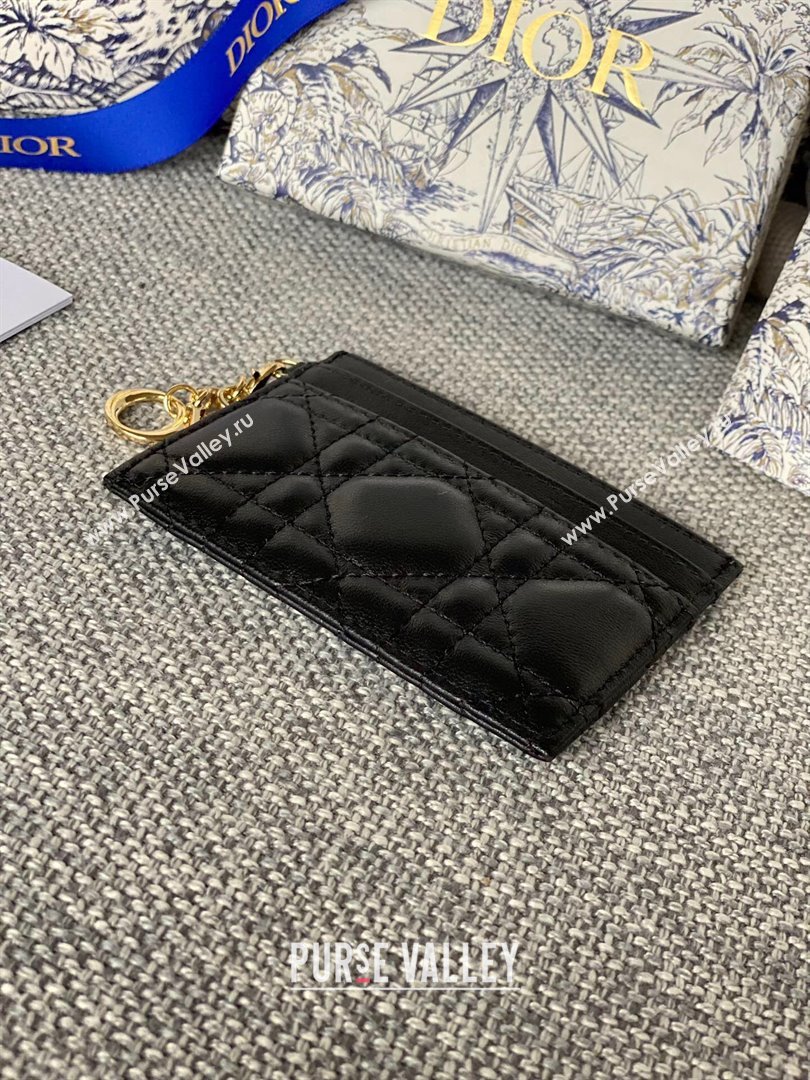 Dior Lady Dior Card Holder in Supple Cannage Lambskin Black 2024 (DMZ-2411103)