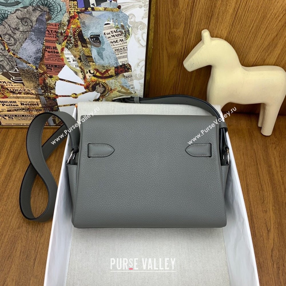 Hermes Kelly Messenger Bag in Original Evercolor Leather Could Grey/Silver 2024(Full Handmade) (XY-241030020)