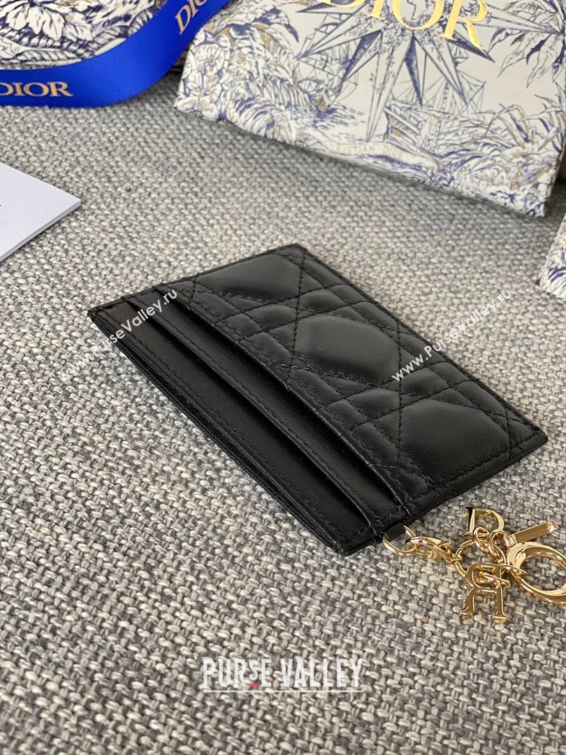 Dior Lady Dior Card Holder in Supple Cannage Lambskin Black 2024 (DMZ-2411103)