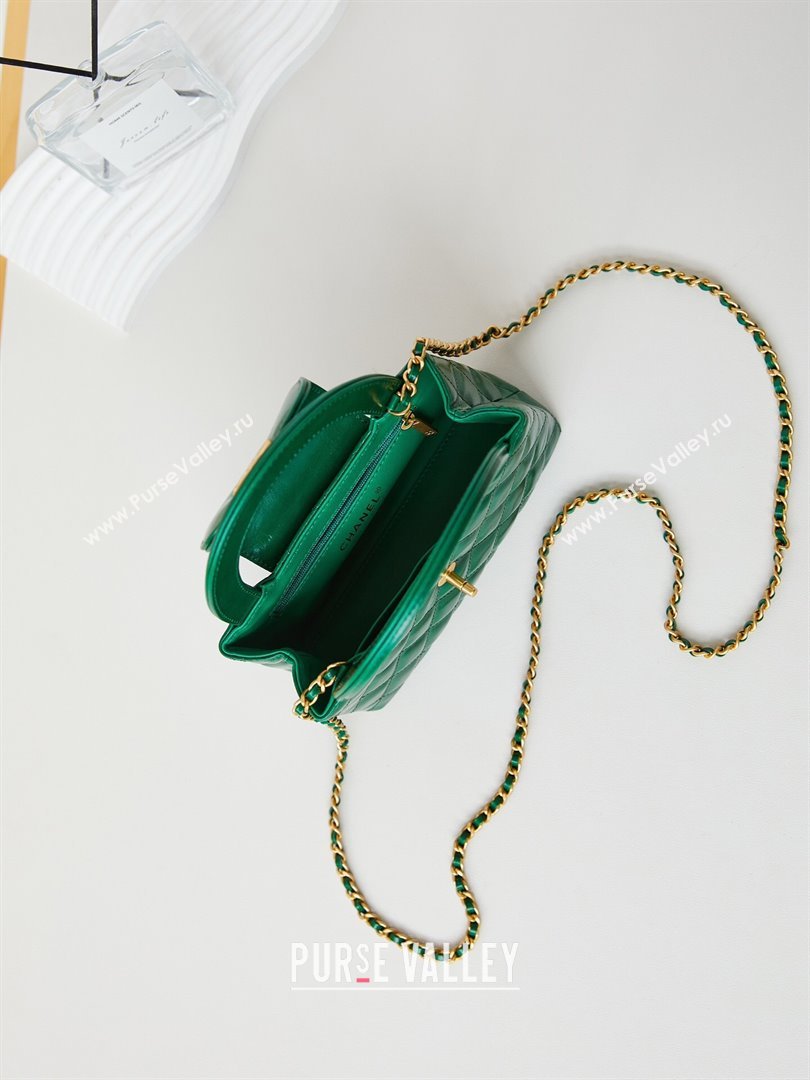 Chanel Mini Shopping Bag in Shiny Calfskin AS4416 Green 2024 (AFEI-24062428)