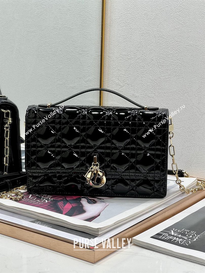 Dior My Dior Top Handle Bag in Patent Cannage Calfskin Black 2024 (XXG-24081415)