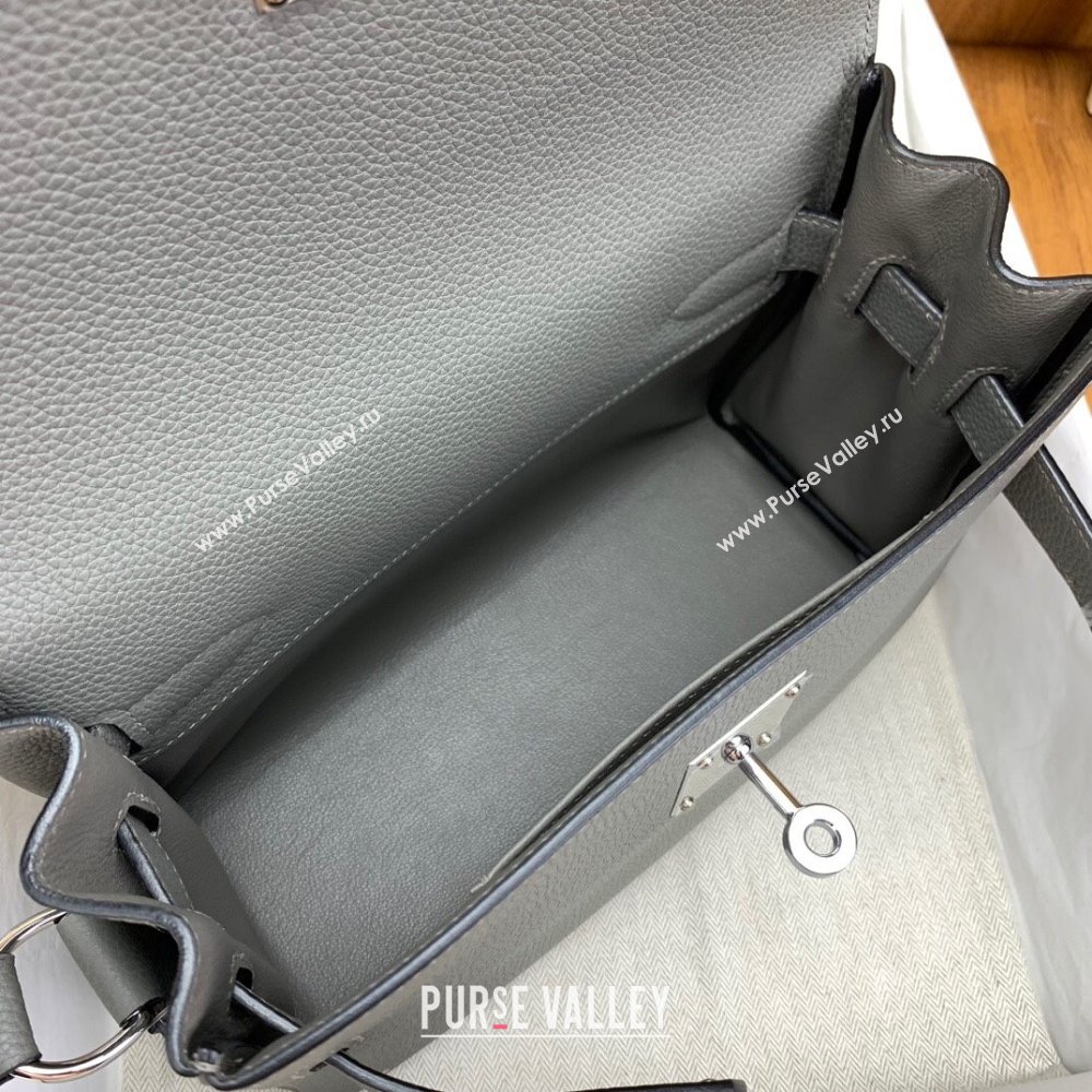 Hermes Kelly Messenger Bag in Original Evercolor Leather Could Grey/Silver 2024(Full Handmade) (XY-241030020)