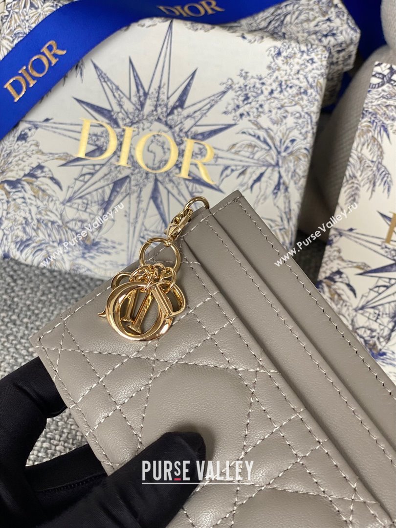 Dior Lady Dior Card Holder in Supple Cannage Lambskin Grey 2024 (DMZ-2411104)