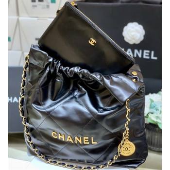 Chanel 22 Small Bag in Shiny Calfskin AS3260 Black/Gold 2024 Top Quality (SHUNY-24062429)