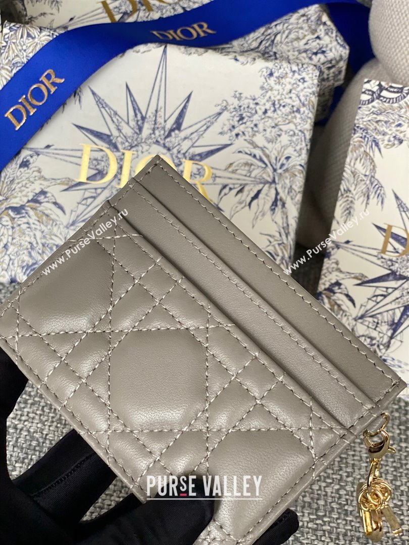 Dior Lady Dior Card Holder in Supple Cannage Lambskin Grey 2024 (DMZ-2411104)