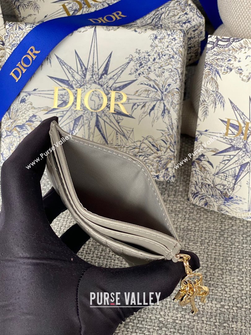 Dior Lady Dior Card Holder in Supple Cannage Lambskin Grey 2024 (DMZ-2411104)