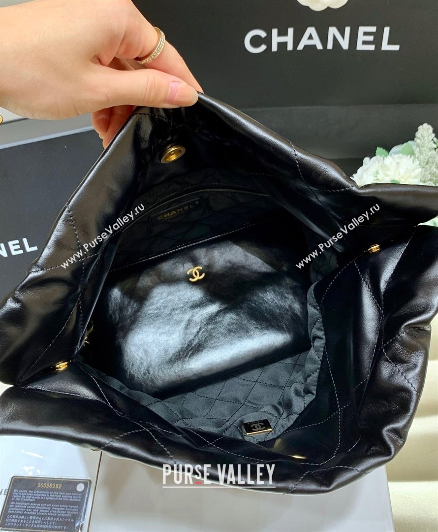 Chanel 22 Small Bag in Shiny Calfskin AS3260 Black/Gold 2024 Top Quality (SHUNY-24062429)