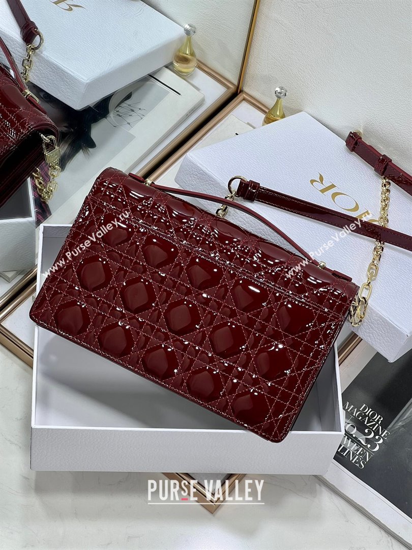 Dior My Dior Top Handle Bag in Patent Cannage Calfskin Burgundy 2024 (XXG-24081416)