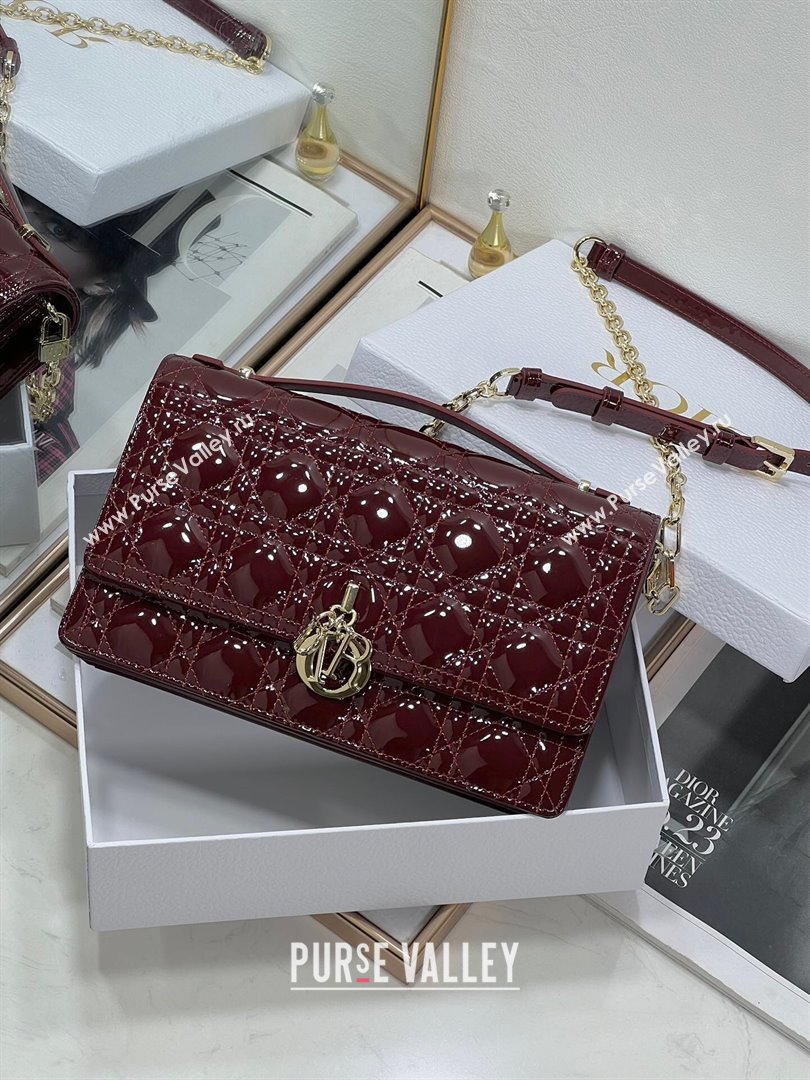 Dior My Dior Top Handle Bag in Patent Cannage Calfskin Burgundy 2024 (XXG-24081416)