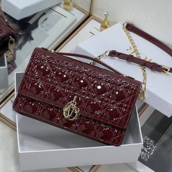 Dior My Dior Top Handle Bag in Patent Cannage Calfskin Burgundy 2024 (XXG-24081416)