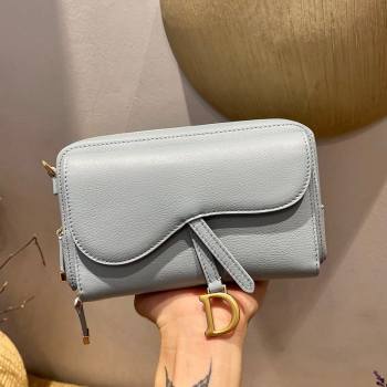 Dior Calfskin Double Sandle Pouch Storm Grey 2021 (XXG-21080238)