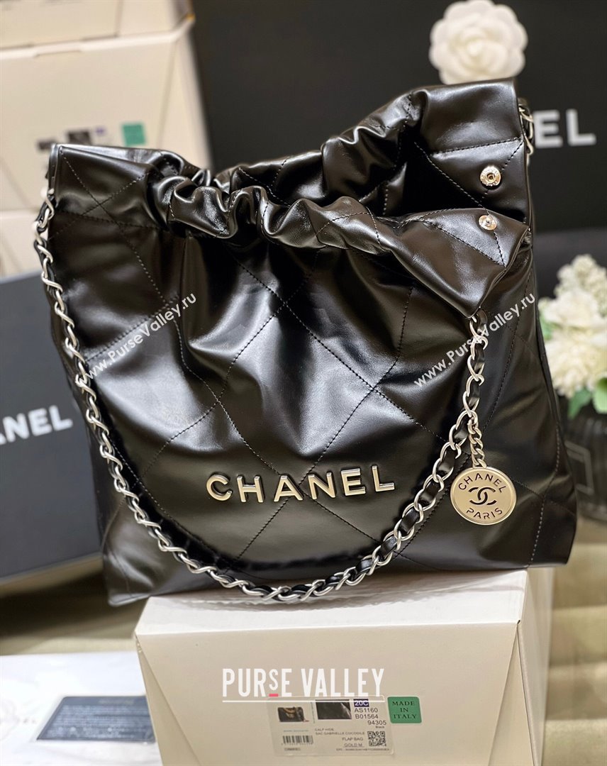 Chanel 22 Small Bag in Shiny Calfskin AS3260 Black/Silver 2024 Top Quality (SM-24062430 )