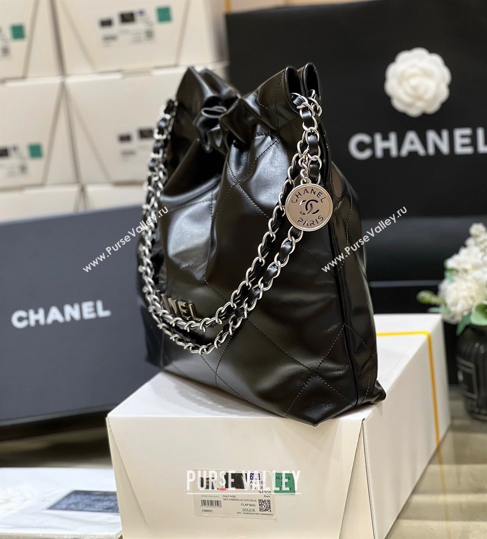 Chanel 22 Small Bag in Shiny Calfskin AS3260 Black/Silver 2024 Top Quality (SM-24062430 )