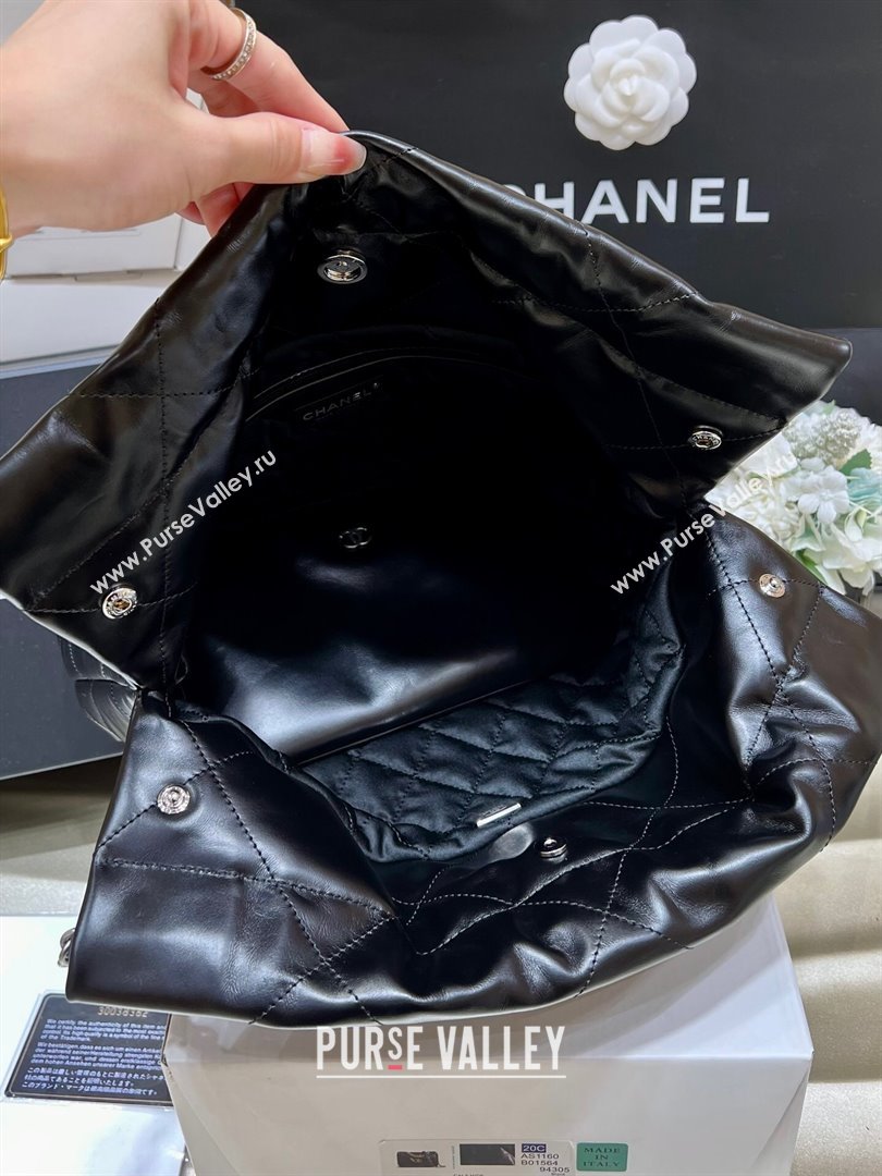 Chanel 22 Small Bag in Shiny Calfskin AS3260 Black/Silver 2024 Top Quality (SM-24062430 )