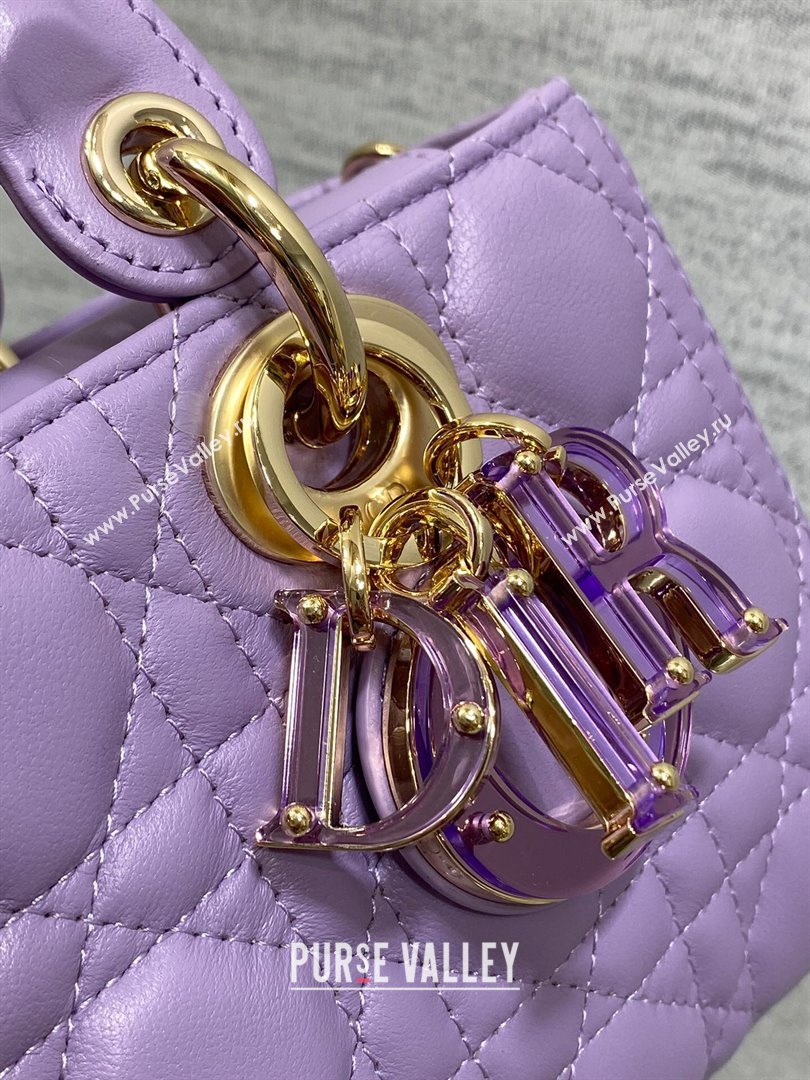 Dior Small Lady D-Joy Bag in Two-Tone Cannage Lambskin 0540 Purple 2024 (XXG-24081419)